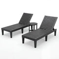 3 Piece Patio Lounge Set, Two Slatted Recliners and a Round Side Table