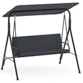 3-Seat Patio Swing Chair with Adjustable Canopy & Removable Cushion-Gray