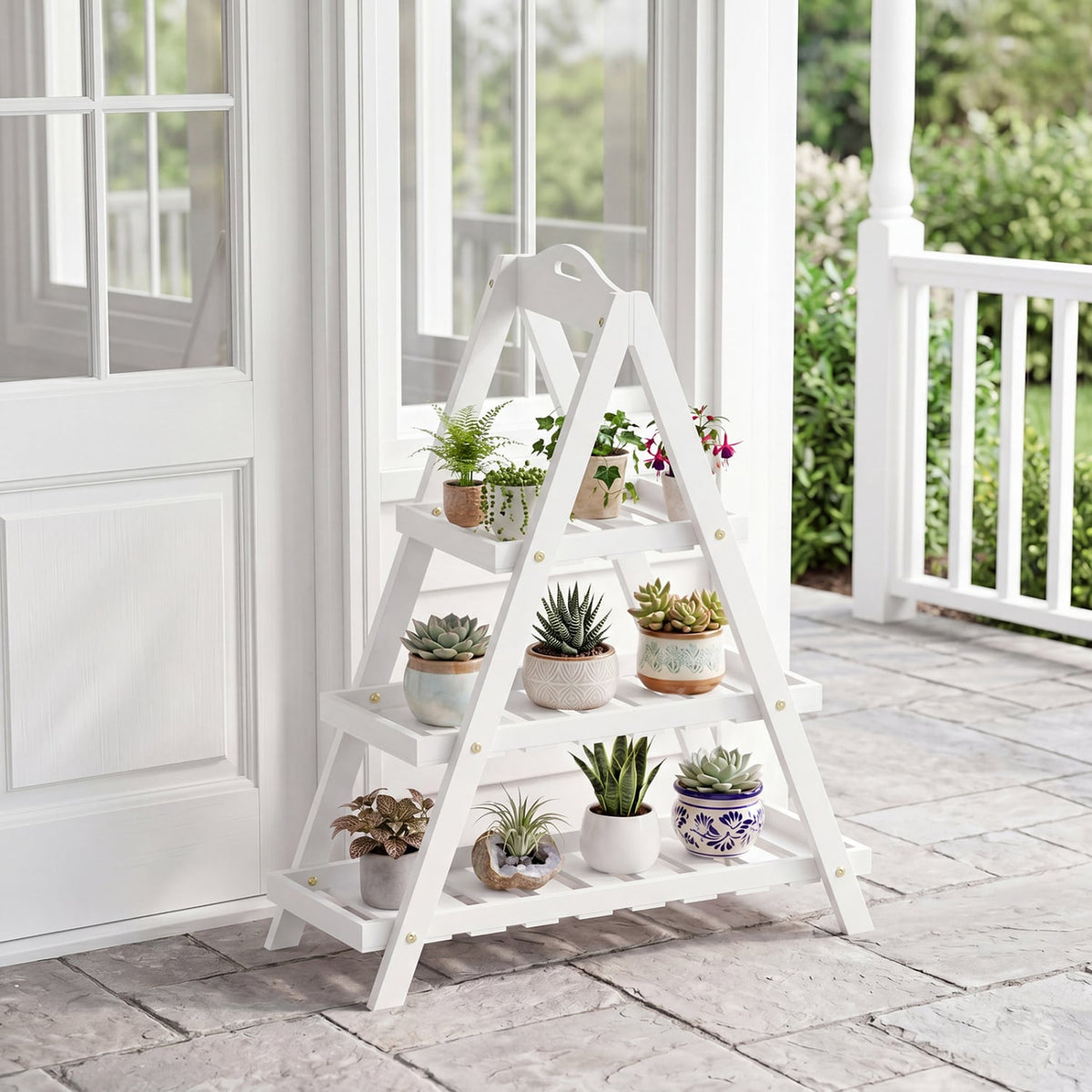3-Tier Plant Stand Flower Pot Display Shelf-White