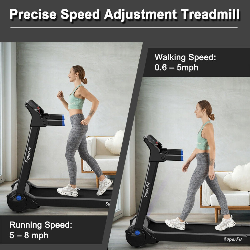 3HP Folding Electric Treadmill Running Machine-Blue
