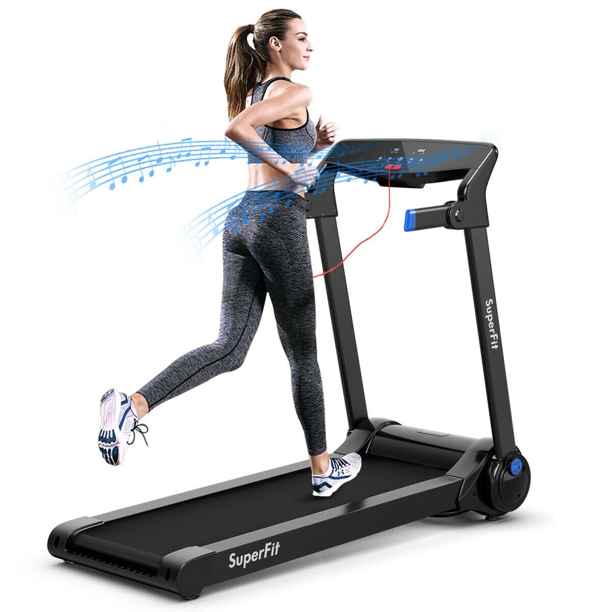 3HP Folding Electric Treadmill Running Machine-Blue