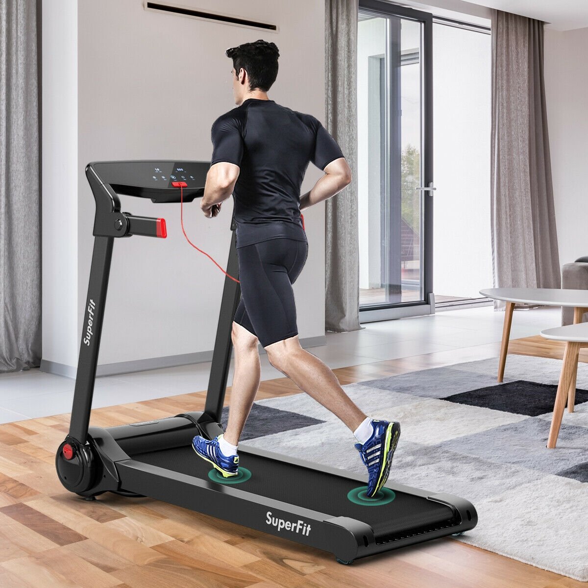3HP Folding Electric Treadmill Running Machine-Red