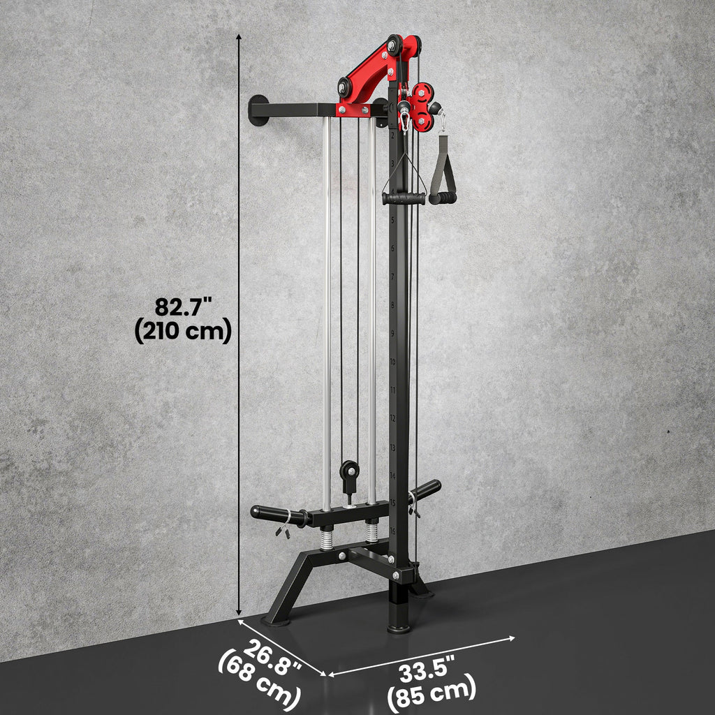Wall Mount Cable Station, 16 Positions Adjustable Pulley Machine, Cable Crossover Machine with Handle Bar