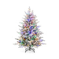 4.5 FT Snow Flocked Christmas Tree with 160 Multicolour LEDs, 8 Lighting Modes and 436 Tips
