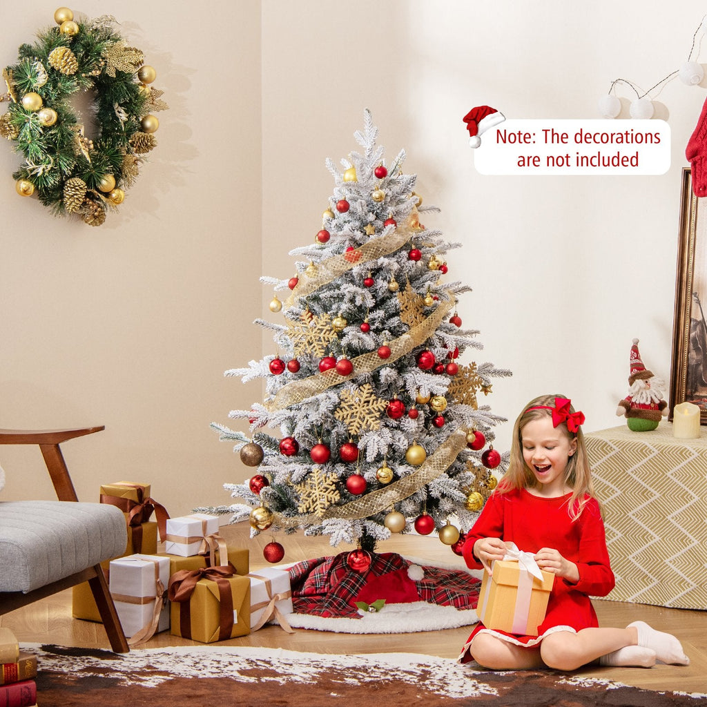 4.5 FT Snow Flocked Christmas Tree with 160 Multicolour LEDs, 8 Lighting Modes and 436 Tips