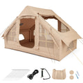 4-6 People Inflatable Camping Tent with 4 Mesh Screen Windows and 2 Doors-White