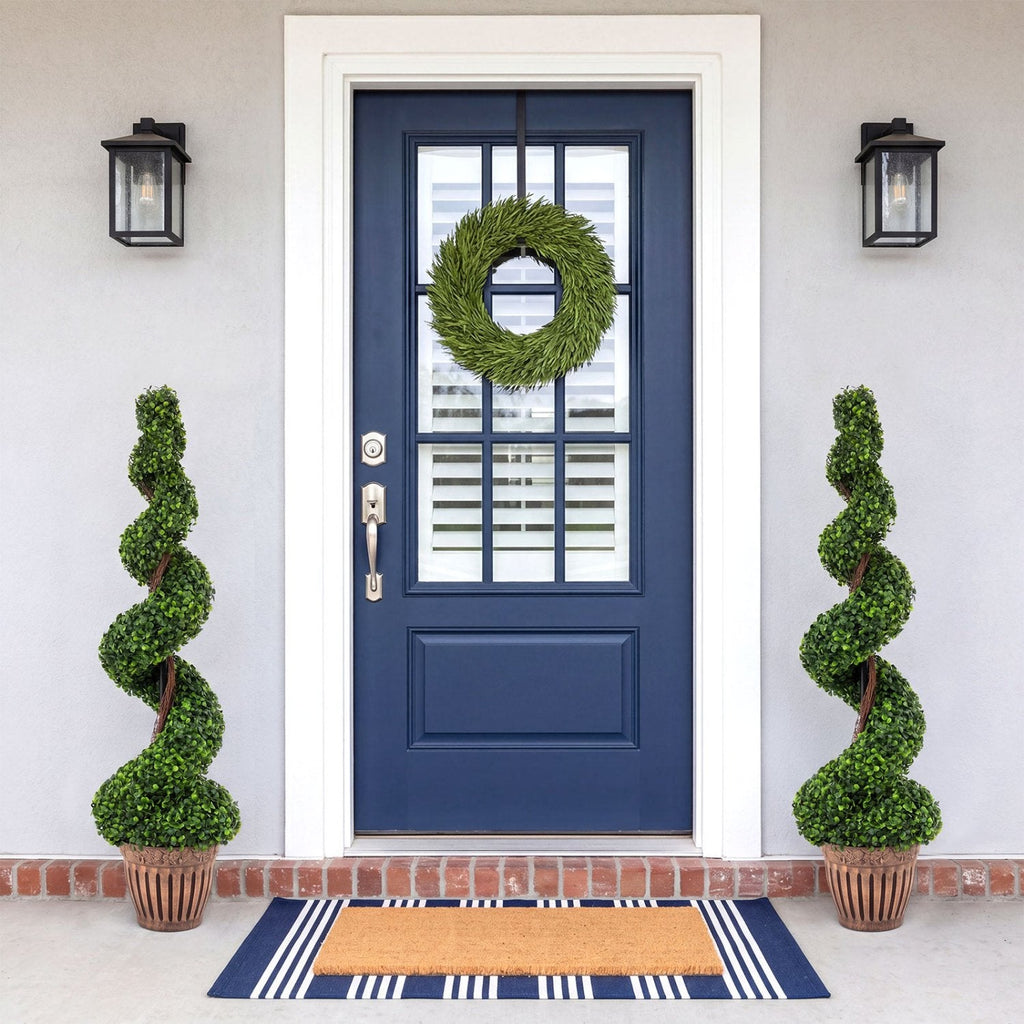 4 Foot Artificial Spiral Boxwood Topiary Tree with Cement Filled Planter