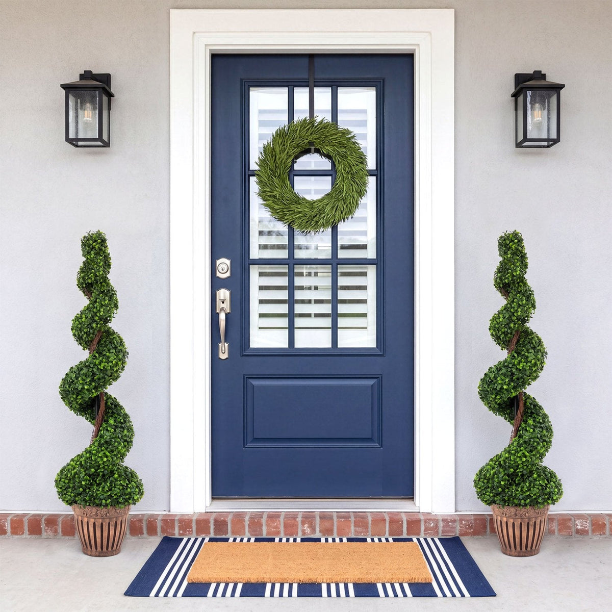 4 Foot Artificial Spiral Boxwood Topiary Tree with Cement Filled Planter