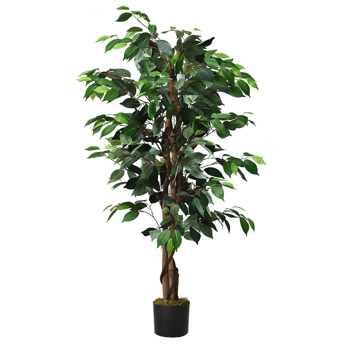 4 Foot Artificial Ficus Tree with Rattan Bound Trunks, 504 Leaf Silk Ficus