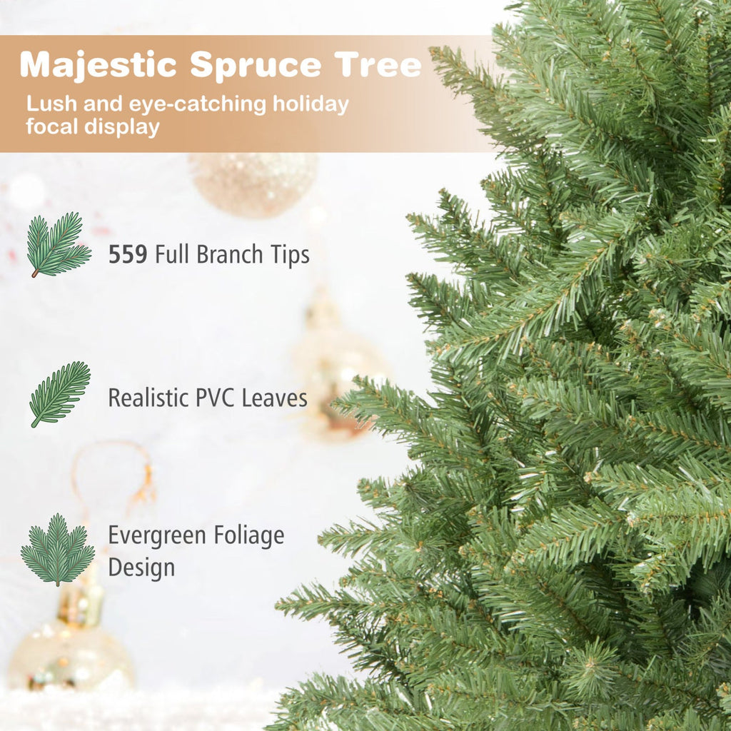 4 FT Unlit Artificial Spruce Christmas Tree with 559 Hinged Branch Tips and Folding Metal Stand