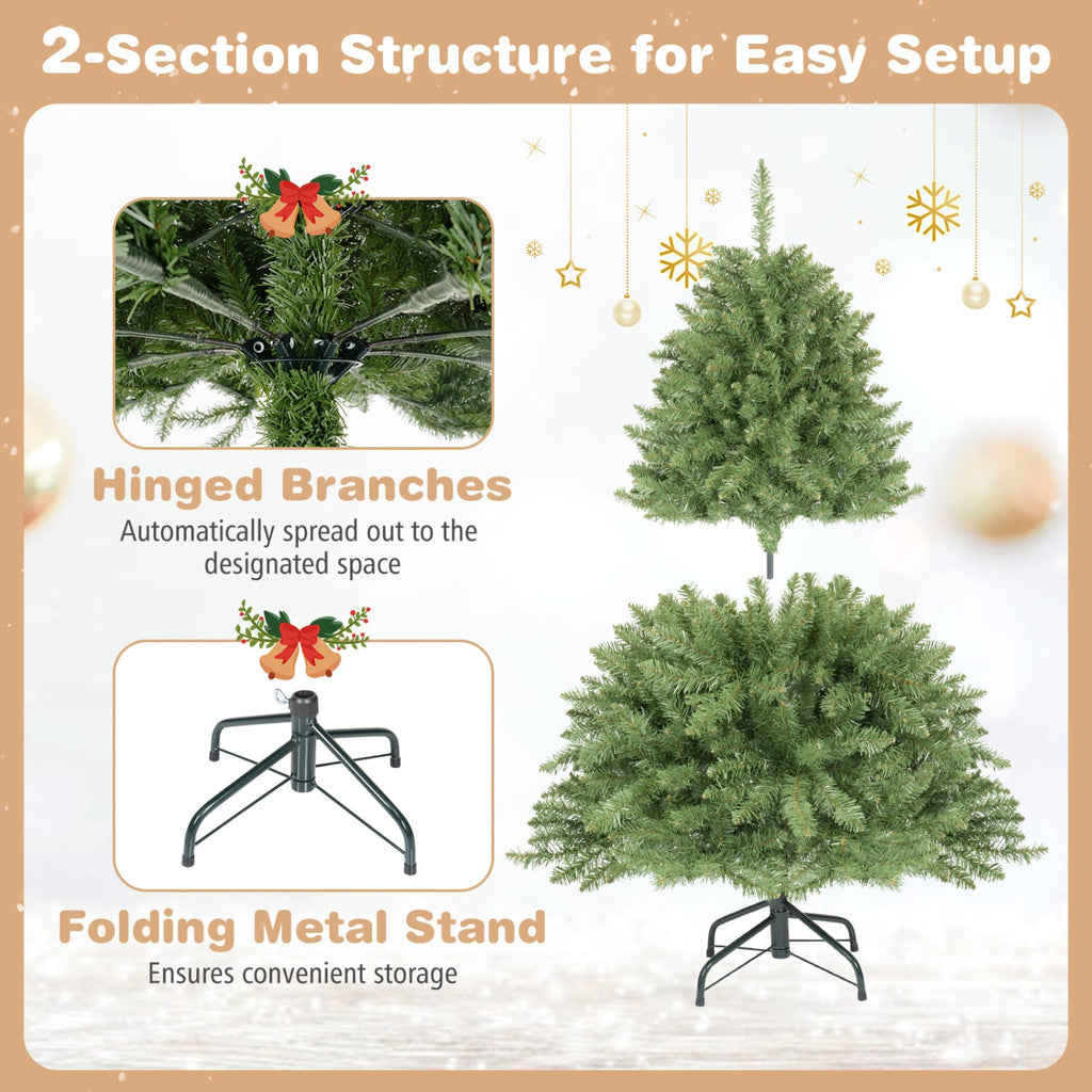 4 FT Unlit Artificial Spruce Christmas Tree with 559 Hinged Branch Tips and Folding Metal Stand
