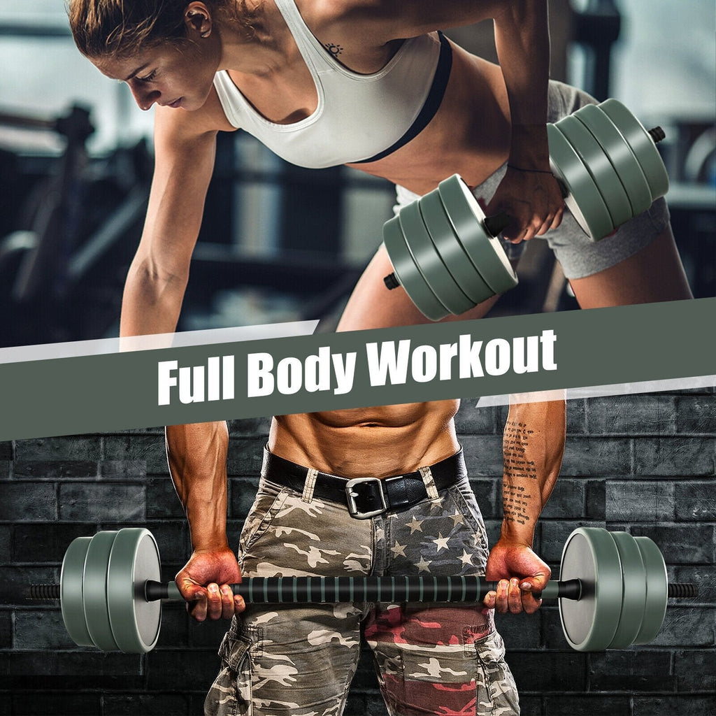 Adjustable Weight Dumbbell Set with Connector-Black & Gray