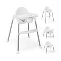 4-in-1 Convertible Baby High Chair with Removable Double Tray-White