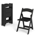 4 Pack Black Resin Folding Chairs with Padded Seats, No Assembly, Fold Flat and Stack for Storage