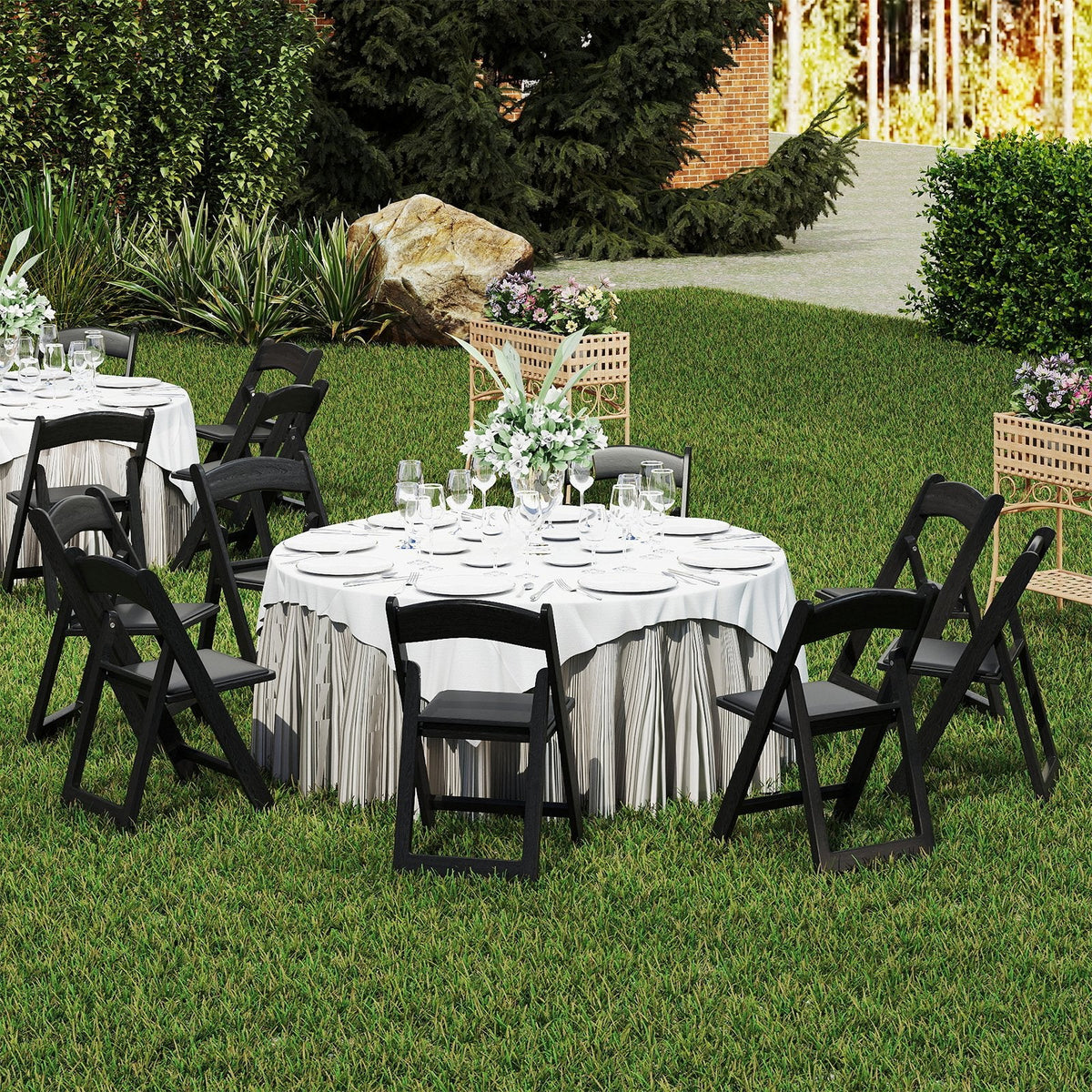 4 Pack Black Resin Folding Chairs with Padded Seats, No Assembly, Fold Flat and Stack for Storage