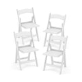 4 Pack White Resin Folding Chairs with Padded Seats for Weddings, Garden Parties and Extra Dining Seats
