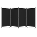 4 Panel Room Divider 6 FT Tall Folding Privacy Screen with Curved Metal Feet-Black
