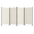 4 Panel Room Divider 6 FT Tall Folding Privacy Screen with Curved Metal Feet-White