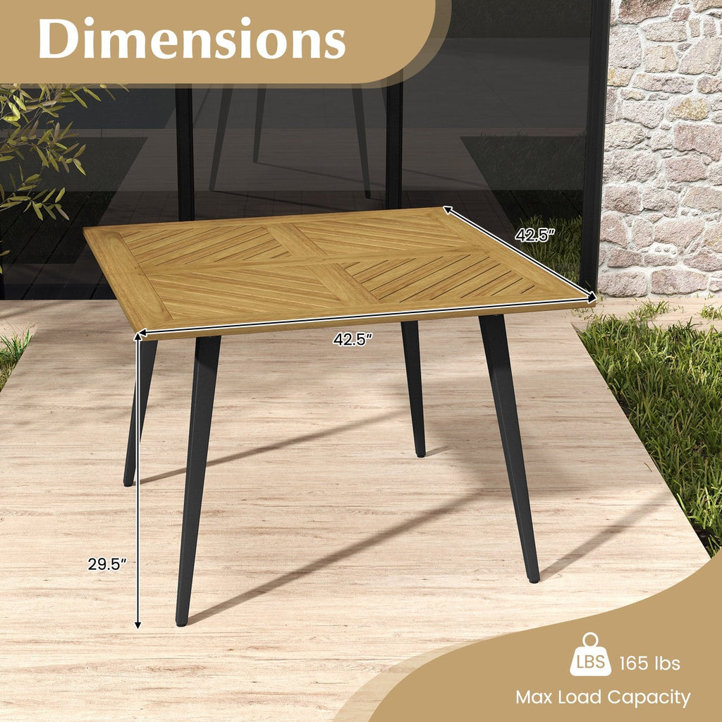 4-Person Acacia Wood Outdoor Dining Table for Garden, Poolside and Backyard