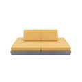 4 Pieces Convertible Kids Couch Set with 2 Folding Mats-Yellow