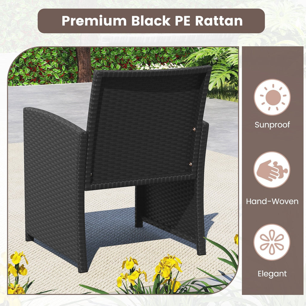 4 Piece Rattan Patio Conversation Set with Glass Coffee Table and Removable Cushions, Off White