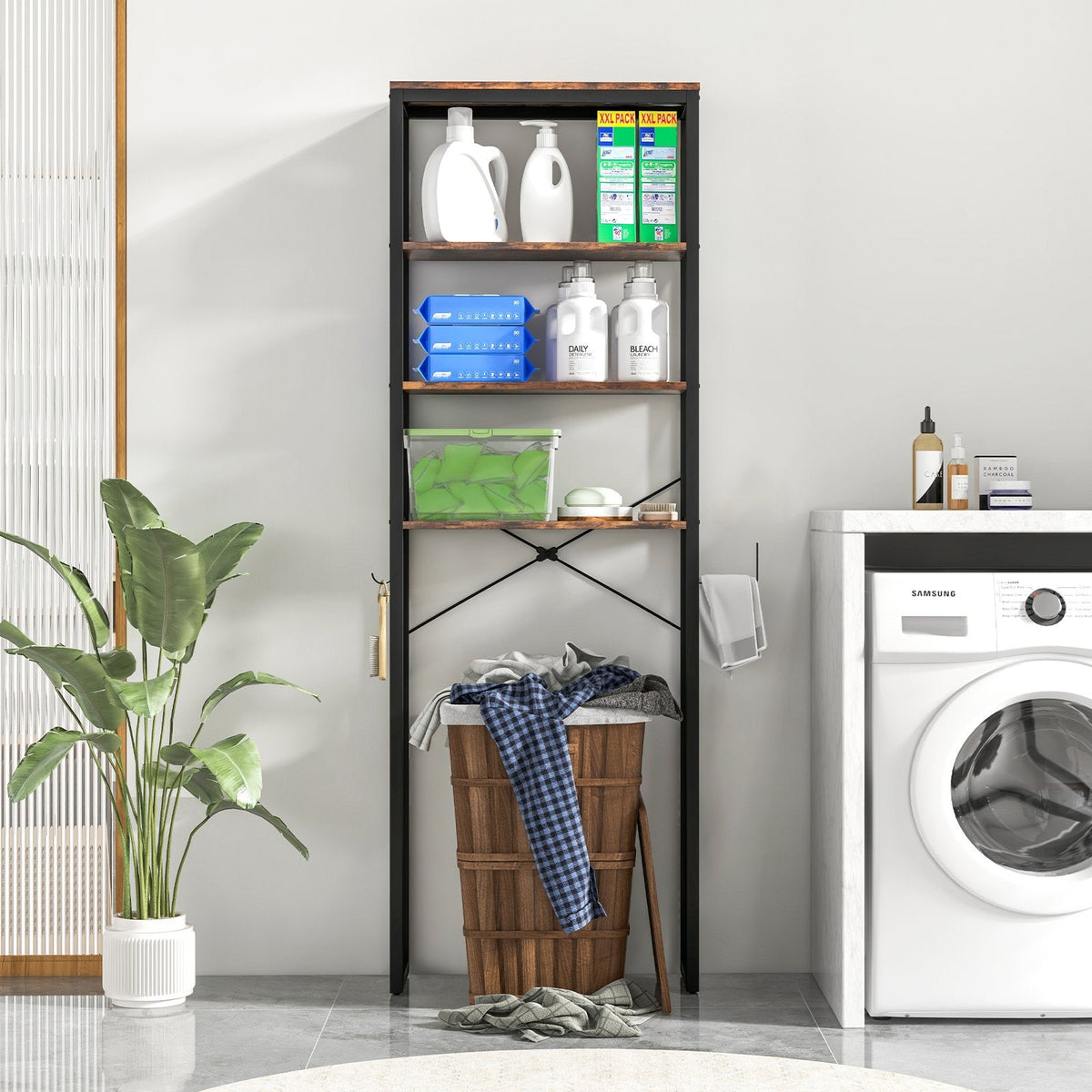 4-Tier Adjustable Bathroom Metal Storage Rack