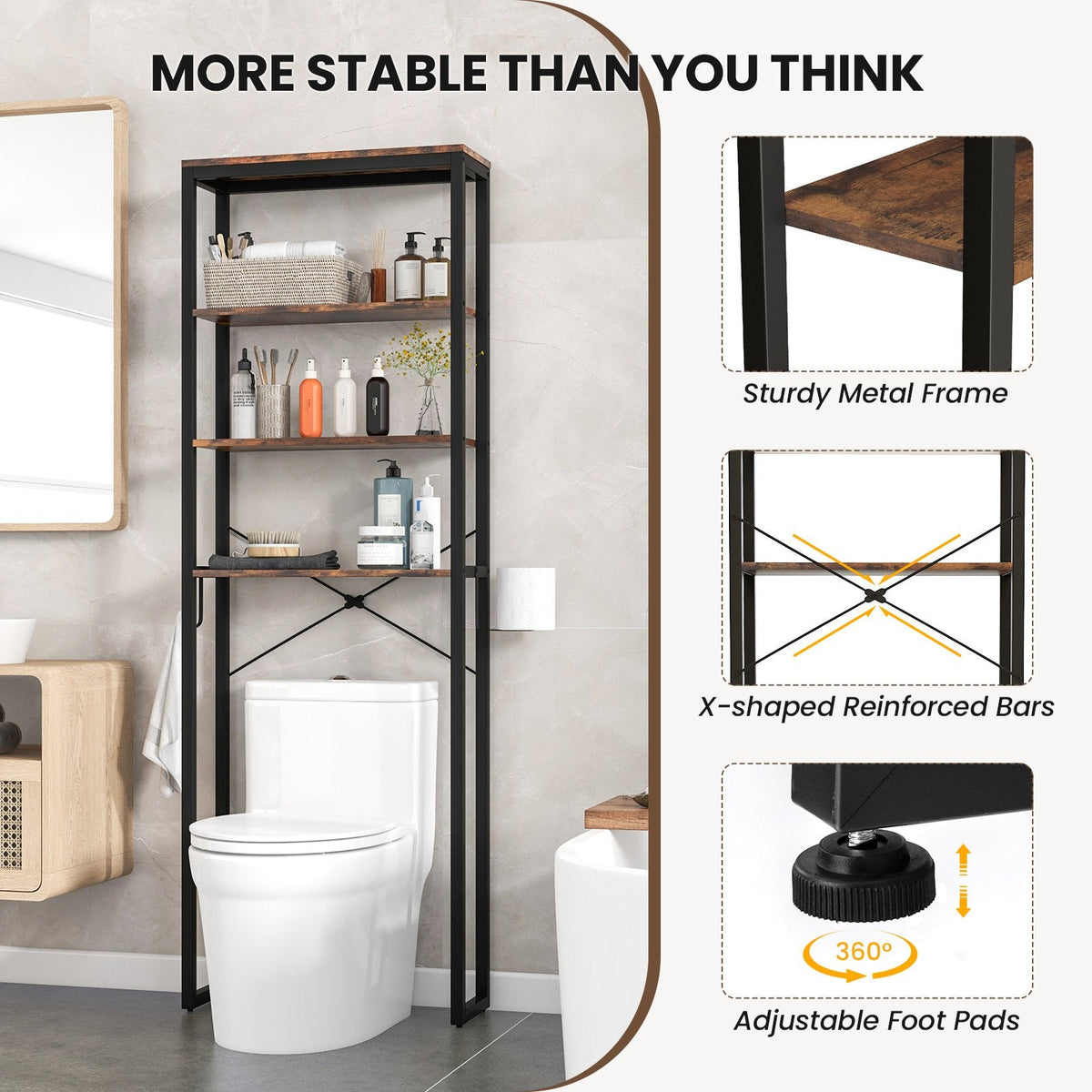 4-Tier Adjustable Bathroom Metal Storage Rack
