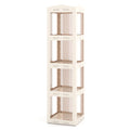 4-Tier Foldable Rotating Bookshelf with Swivel Base and Translucent Panels-White