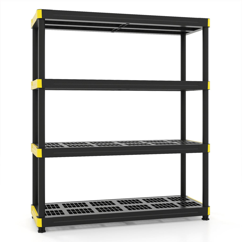 4-Tier Plastic Storage Shelf Heavy-Duty Utility Rack Freestanding Storage Rack-Black