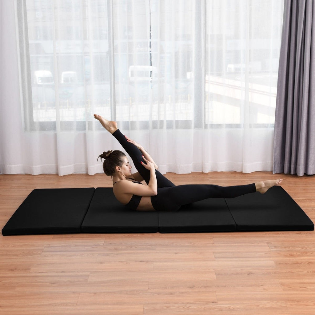 4 ft x 8 ft x 2 Inch Folding Panel Exercise Gymnastics Mat-Black