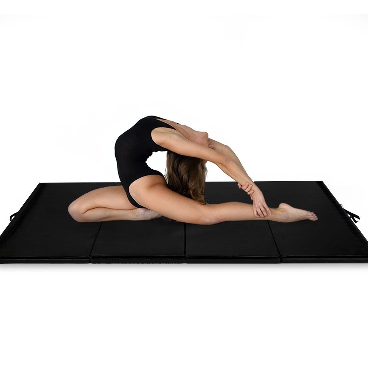 4 ft x 8 ft x 2 Inch Folding Panel Exercise Gymnastics Mat-Black