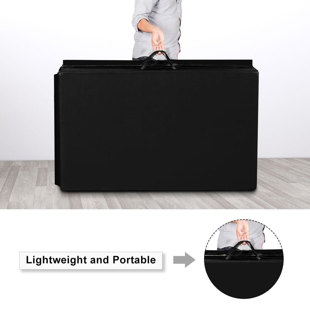 4 ft x 8 ft x 2 Inch Folding Panel Exercise Gymnastics Mat-Black
