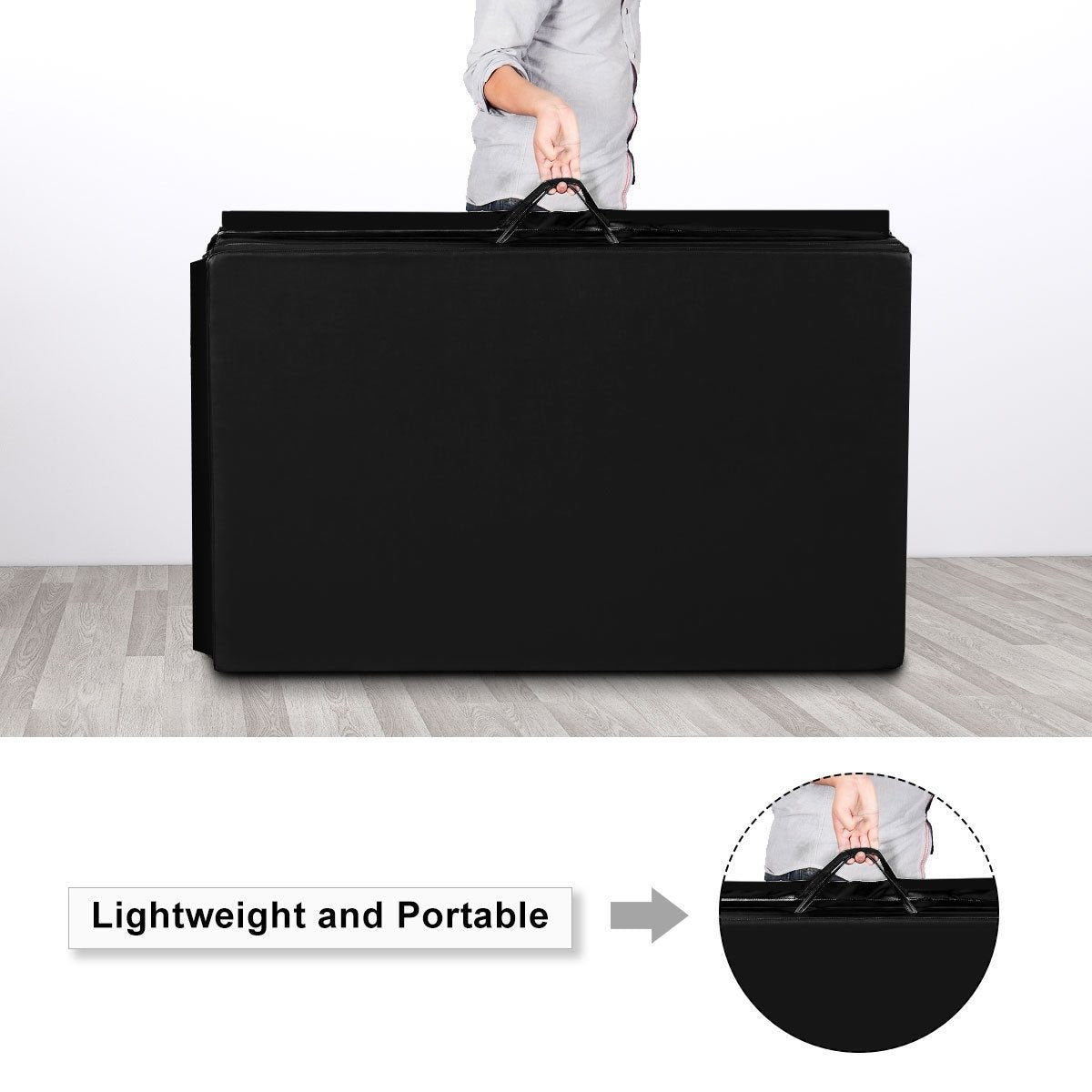 4 ft x 8 ft x 2 Inch Folding Panel Exercise Gymnastics Mat-Black