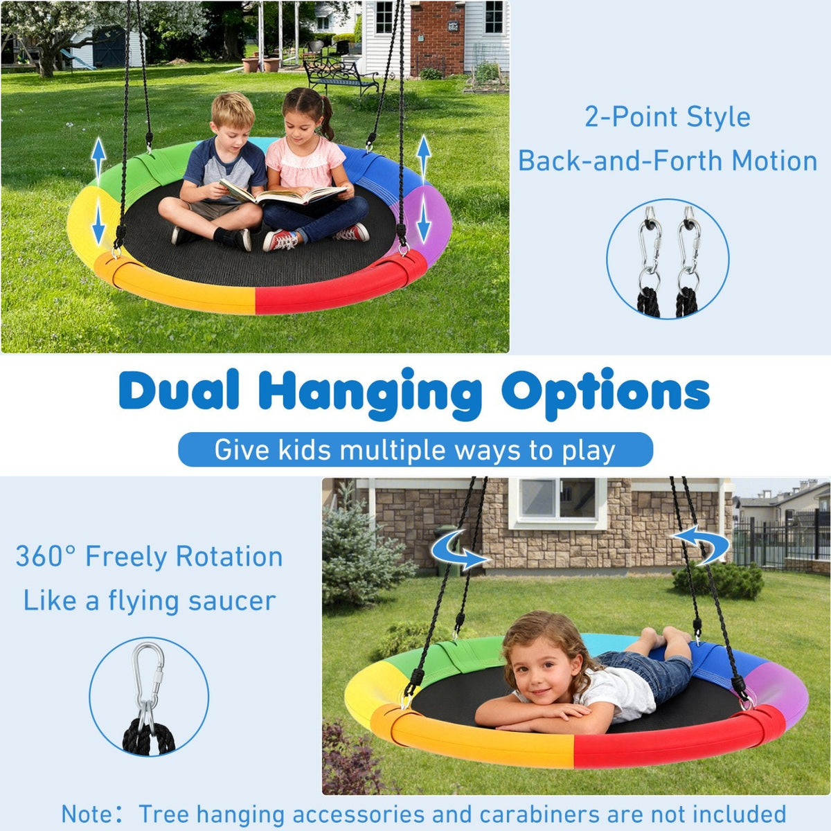 40 Inch Flying Saucer Tree Swing Outdoor Play for Kids