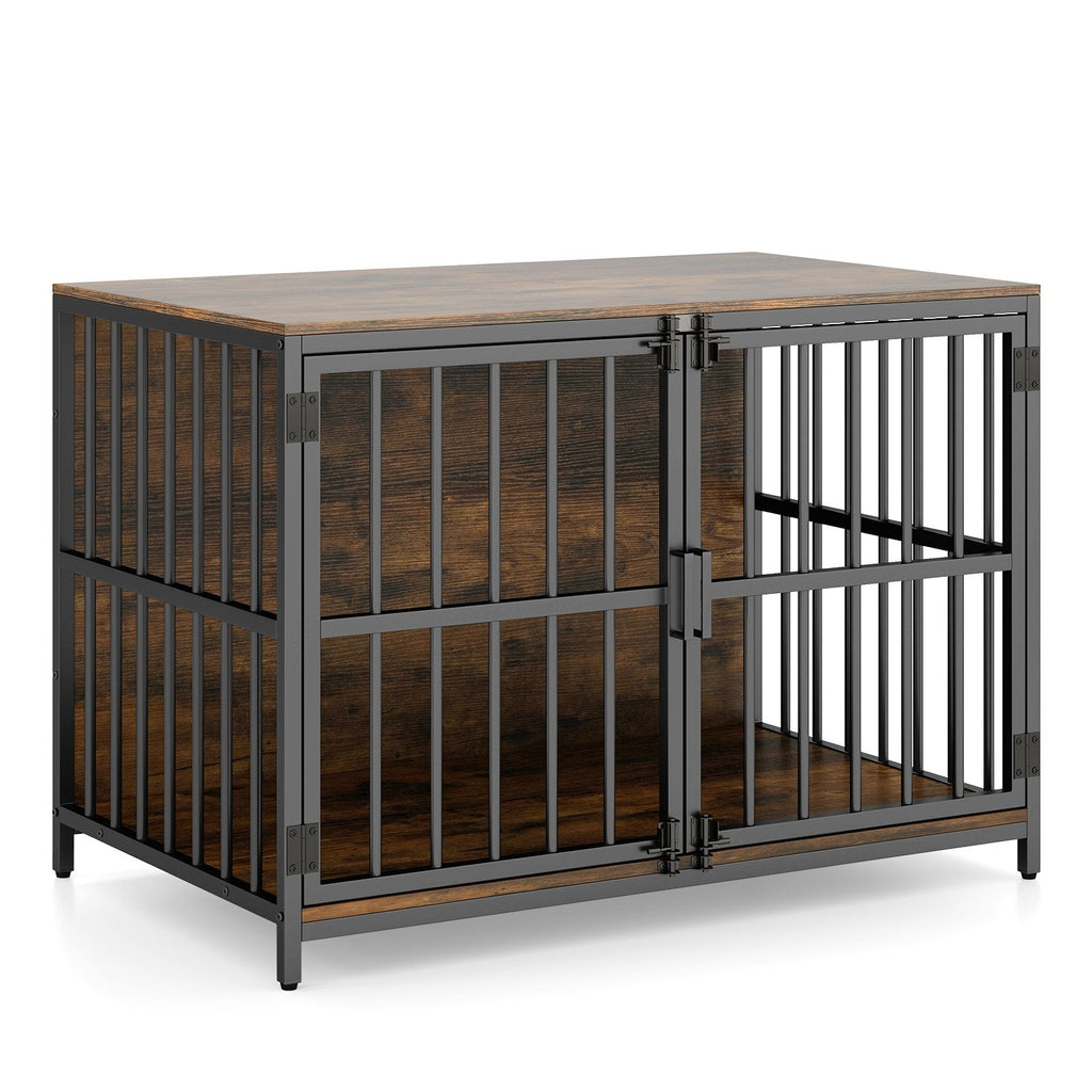 40 Inch Dog Crate Furniture Dog Kennel with Dual Lockable Double Doors-Rustic Brown