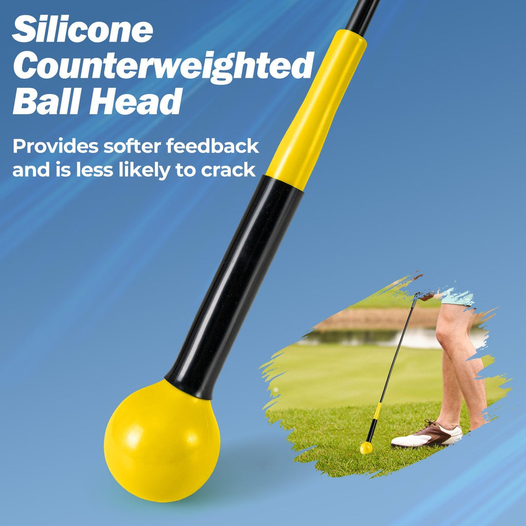 40 Inch Golf Swing Trainer Aid with Weighted Head for Grip, Rhythm, Balance-Yellow