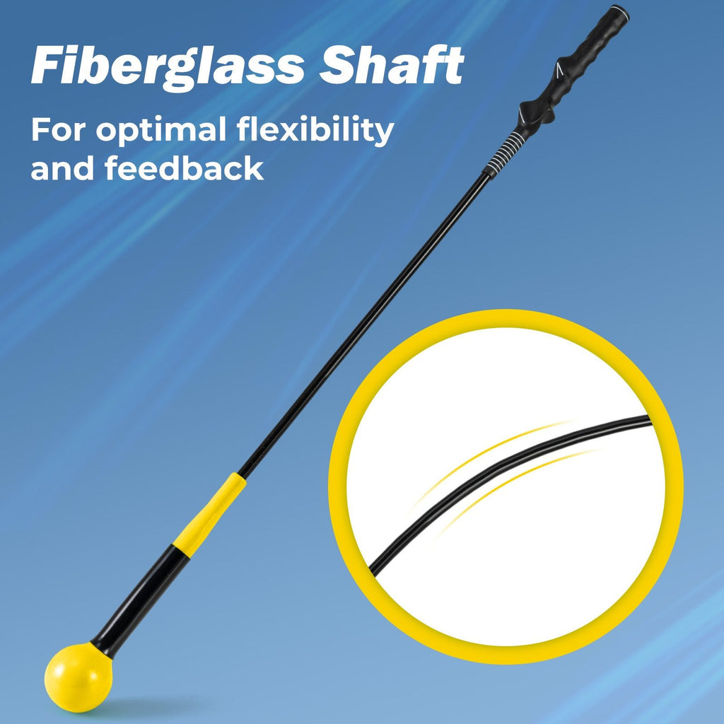 40 Inch Golf Swing Trainer Aid with Weighted Head for Grip, Rhythm, Balance-Yellow