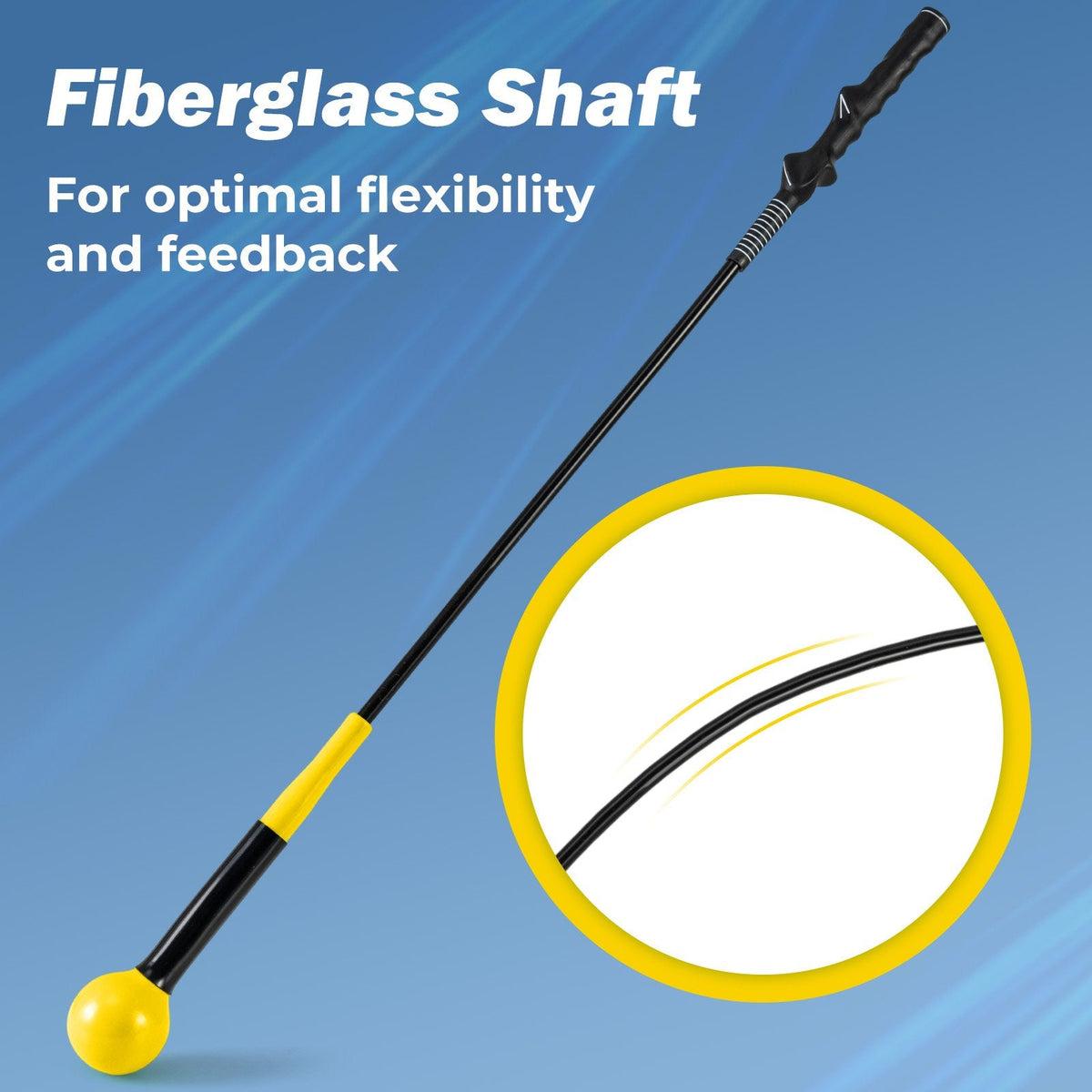 40 Inch Golf Swing Trainer Aid with Weighted Head for Grip, Rhythm, Balance-Yellow