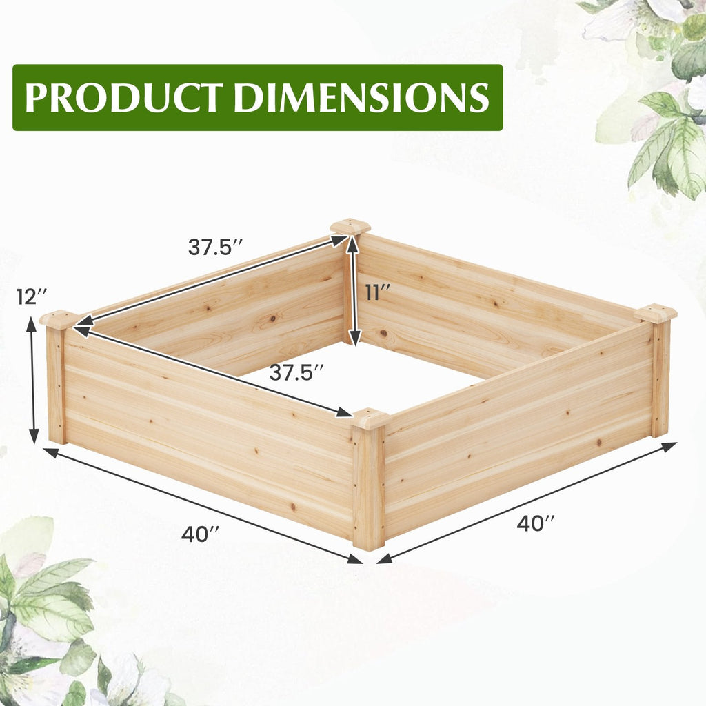 40 inches x 40 inches Outdoor Wood Raised Garden Bed-Natural