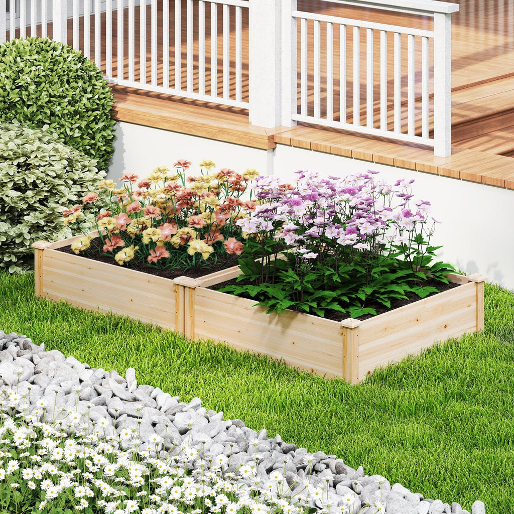 40 inches x 40 inches Outdoor Wood Raised Garden Bed-Natural