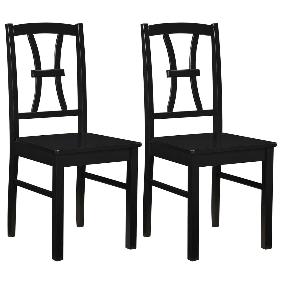 Set of 2 Black Cross Back Dining Chairs, Solid Rubber Wood, 400 lb Capacity, 17.5 Inch Seat
