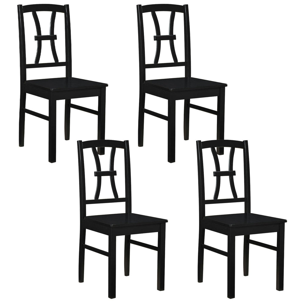 Set of 4 Black Cross Back Dining Chairs, Solid Rubber Wood, 17.5 Inch Seat, 400 lb Each