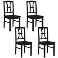 Set of 4 Black Cross Back Dining Chairs, Solid Rubber Wood, 17.5 Inch Seat, 400 lb Each