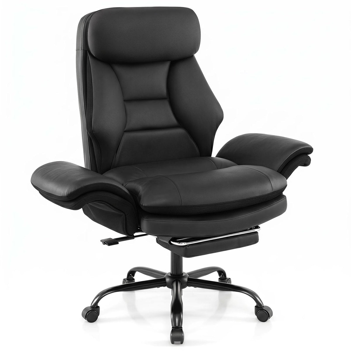 400 LBS Ergonomic Big and Tall Office Chair with Faux Leather-Black