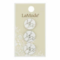 LaMode Buttons - White Zig Zag Agoya Shell 11/16in 18mm 2 hole