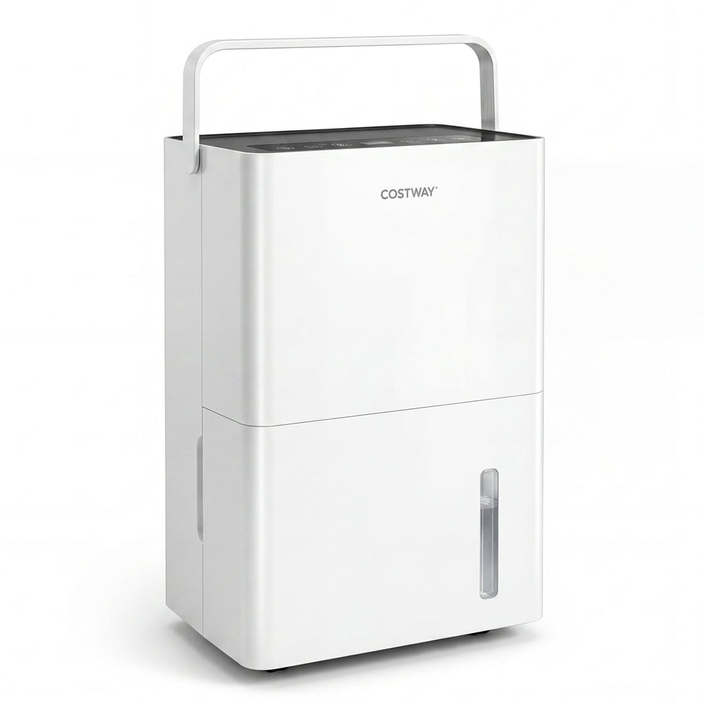 80 Pint Compressor Dehumidifier for 4000 Sq Ft, 1 Gallon Tank, Inside Drying, 42 dB, Child Lock, White