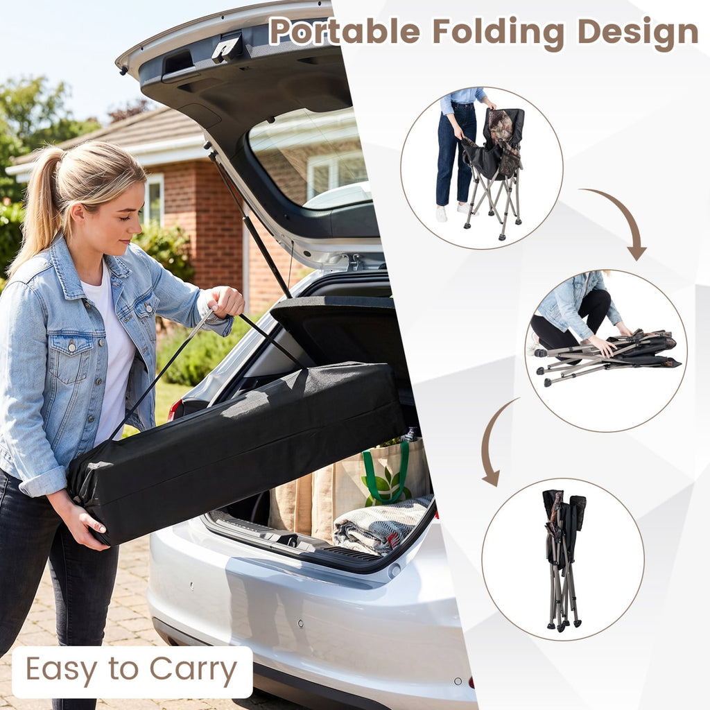 400 LBS Support Folding Camping Chair with Covers-Black