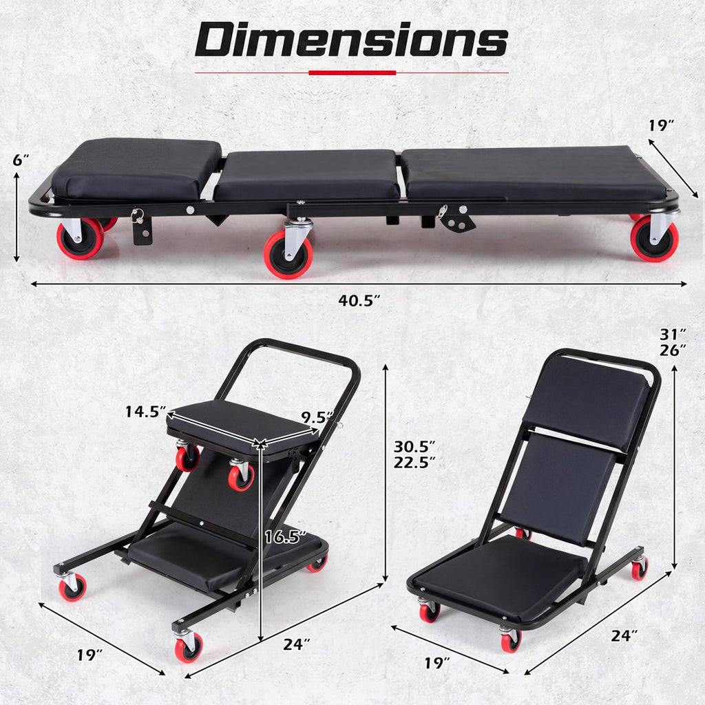 41 inches Foldable Mechanic Creeper with 450 LBS Capacity-Black