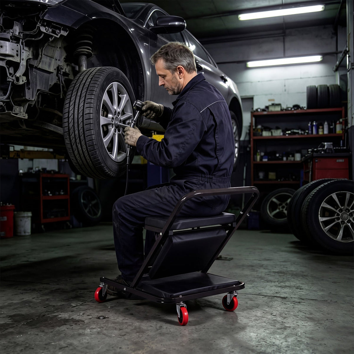 41 inches Foldable Mechanic Creeper with 450 LBS Capacity-Black