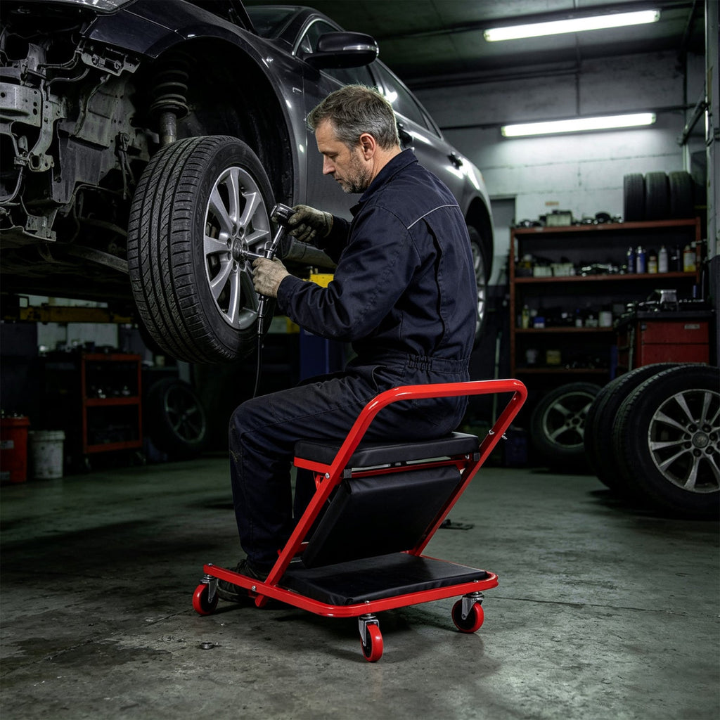 41 inches Foldable Mechanic Creeper with 450 LBS Capacity-Red